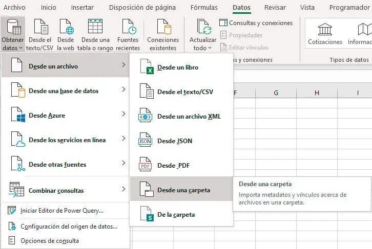 juntar archivos en Excel