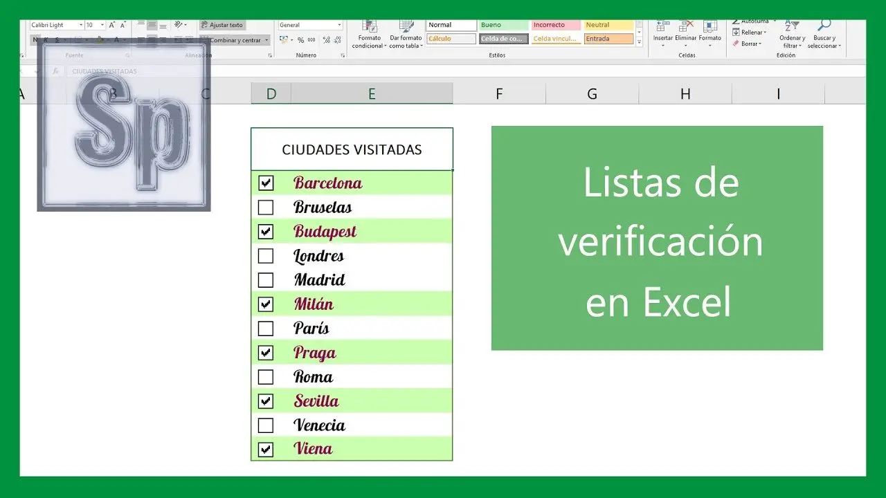 Crear checklist / lista de verificación en Excel