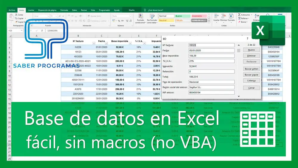 Base de datos en Excel